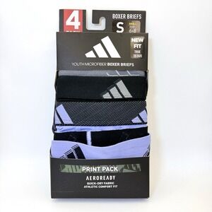 Adidas Youth Boxer Briefs 4 Pack Small 6-8 AEROREADY Microfiber NWT Black Blue